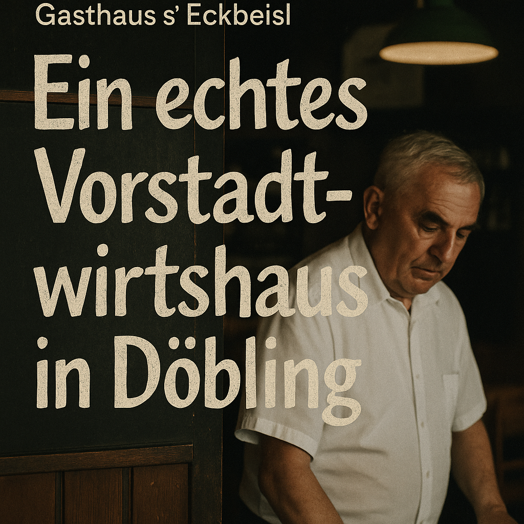 Goldbraun gebratenes Backhendl auf weißem Teller, im Licht eines Wiener Gasthaustisches — s' Eckbeisl, Döbling